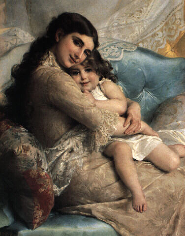 Portrait of a Mother and Daughter - Emile Munier