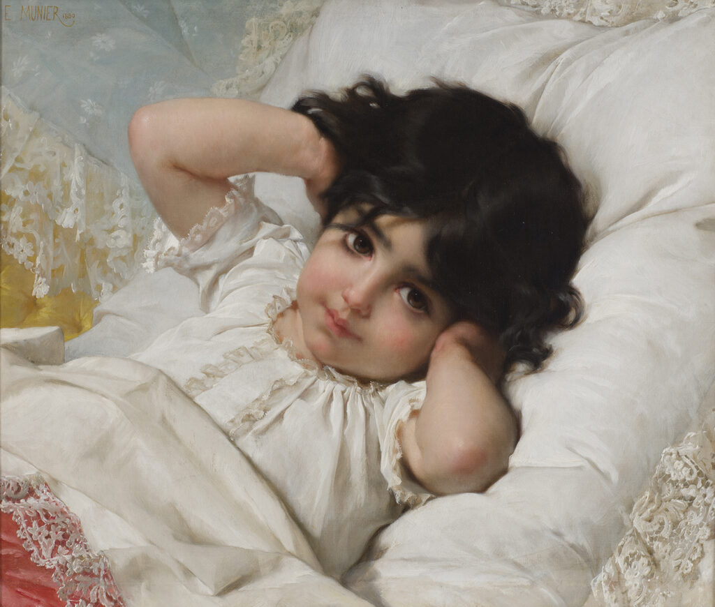 A young girl in bed