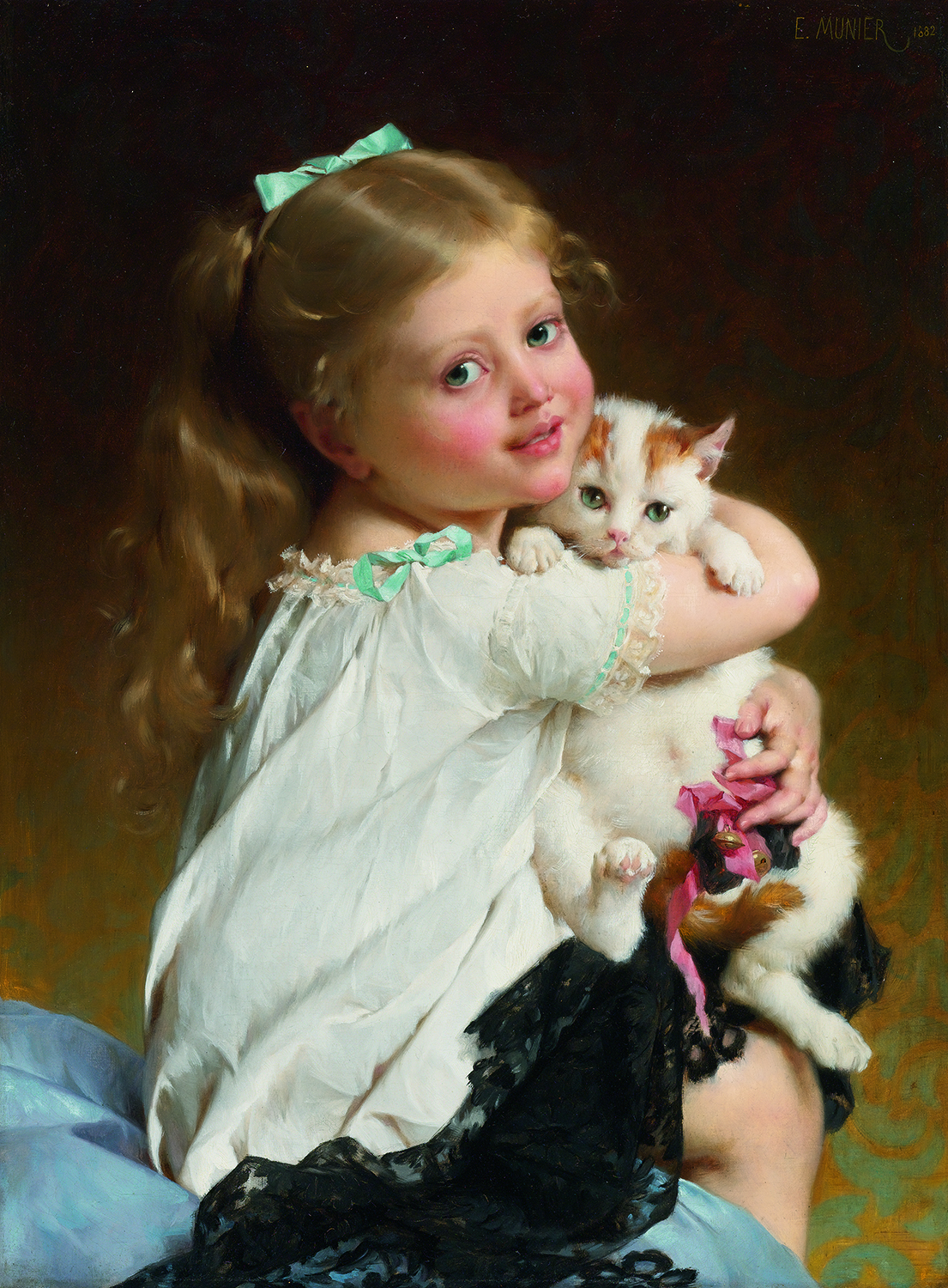 young girl and a cat