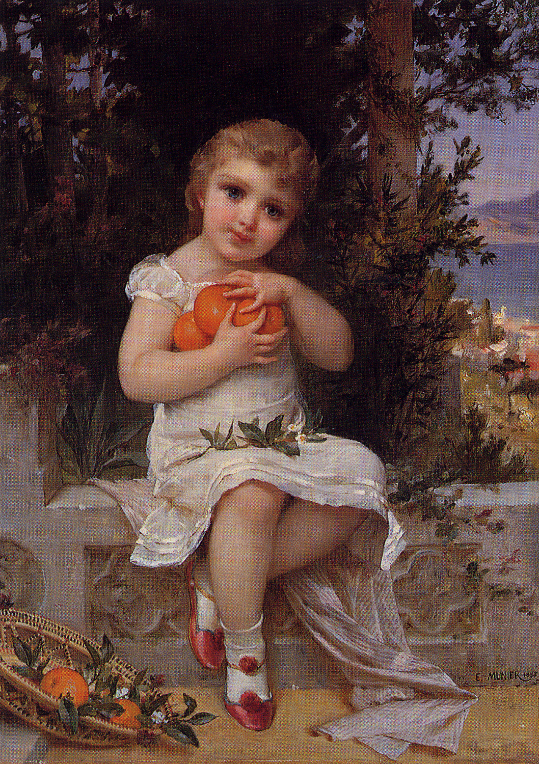 Young girl with oranges