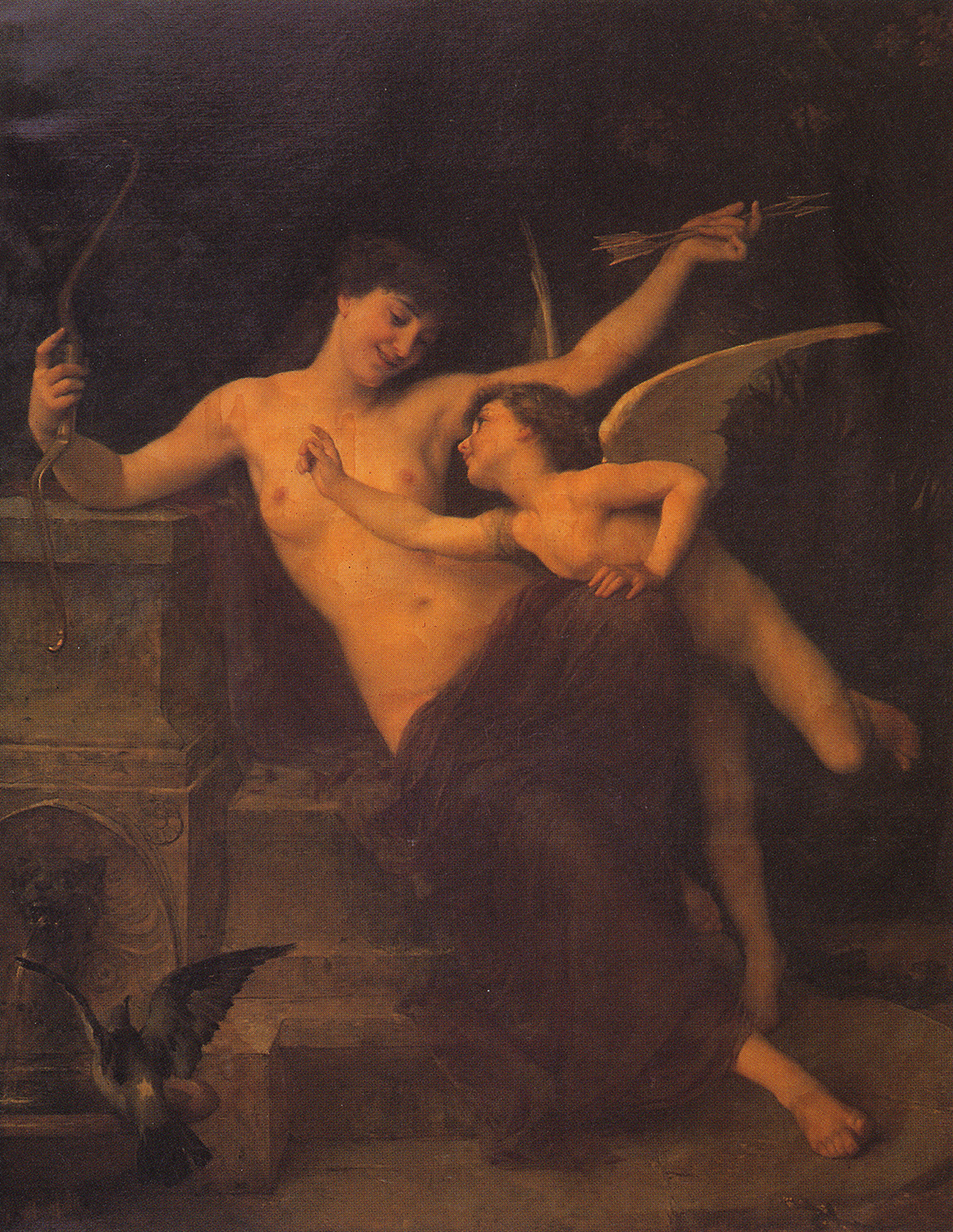 a woman with cupid
