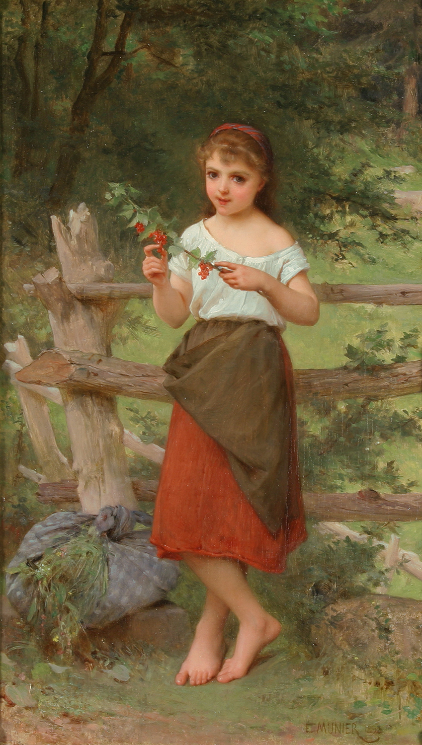 a young girl standing near a fence - Contemplation - Emile Munier