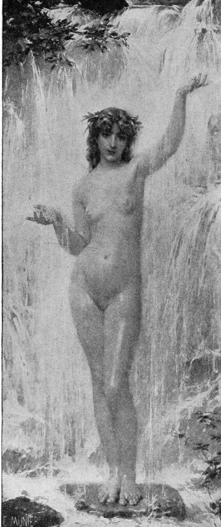 a naked woman standing in a waterfall - Emile Munier - La cascade