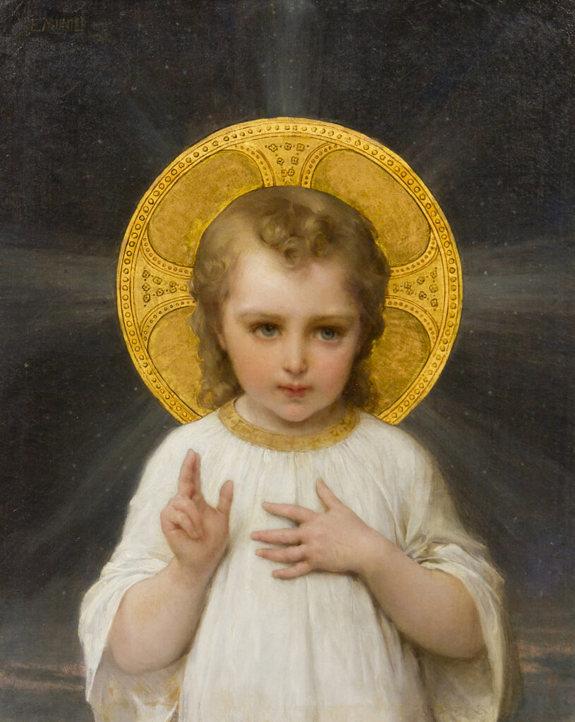 baby Jesus with a gold halo - Jesus - Emile Munier