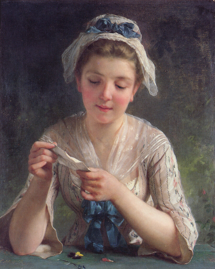 A young woman reading a letter - La Lettre - Emile Munier